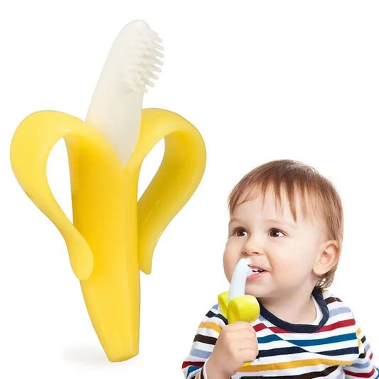 Banana-Shaped Baby Teether – Soft Silicone Training Toothbrush, BPA-Free